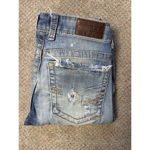 BKE Buckle CULTURE Skinny Stretch Y2K Blue Jeans 29x31.5 Thick Stitch Low Rise